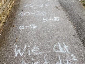 Gehweg bemalt in Soest Deiringser Weg