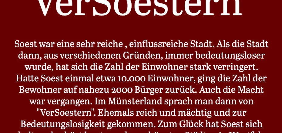Was bedeutet eigentlich "Versoestern"? ©Werner Tigges