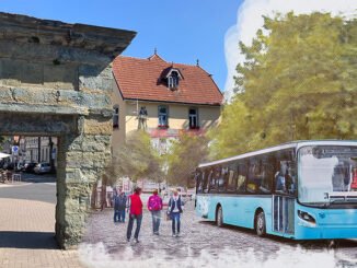 Fotomontage Bus am Jakobitor Individueller Treffpunkt Klassenfahrt Stadtführung © Werner Tigges