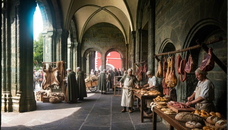 Streit an derVorhalle am Patroklidom Soest mit Bäckern und Metzgern:©Werner Tigges Soest, wie es hätte sein können – digital inszeniert