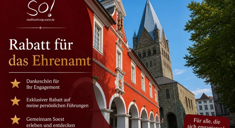 Rabatt für das Ehrenam: 5 % Rabatt auf persönliche Stadtführungen für Inhaber der Ehrenamtskarte.