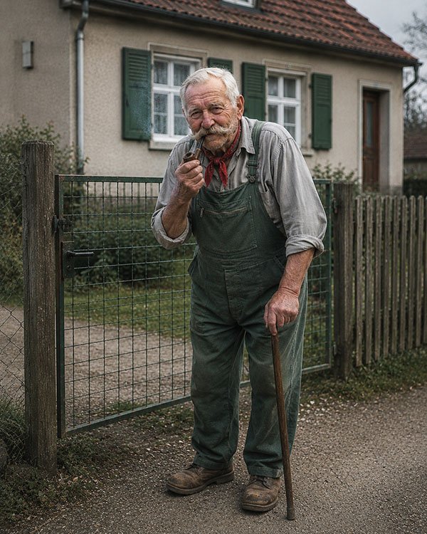 Soest früher, Opa am Grimmelshausenweg 1950er Jahre